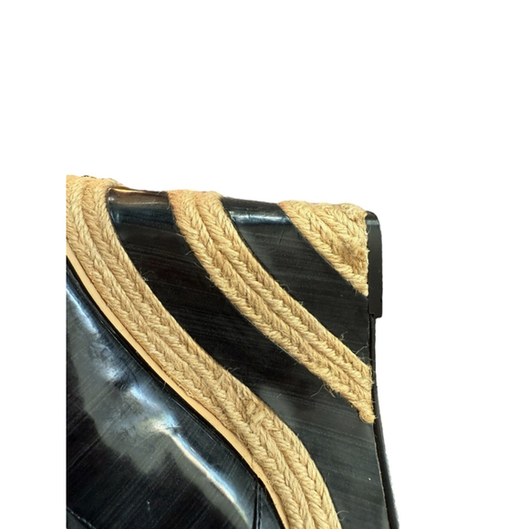 Calvin Klein Navy Patent Leather Heeled Wedge Espadrille Size 8.5 - Picture 7 of 10